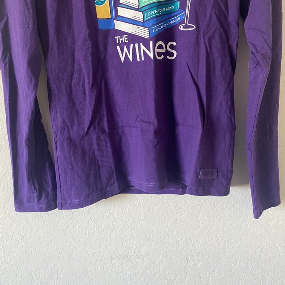 Life Is Good Womens Crusher Tee Size XS Read Between The Wines V Neck Shirt Top - Picture 4 of 10